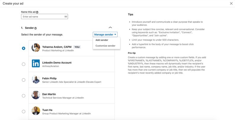 Anúncios de mensagem