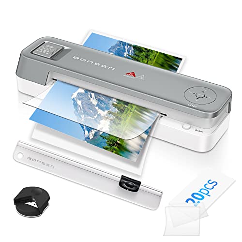 BONSEN 覆膜机带覆膜板 20 袋,9 英寸热覆膜机,适合家庭办公室学校使用,个人 4 合 1 A4 热冷覆膜机,带切纸器和圆角器