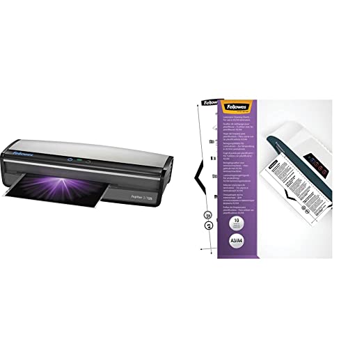 Fellowes 覆膜机 Jupiter 2 125,快速 1 分钟预热覆膜机,带覆膜袋套件 (5734101) 和覆膜机清洁片,每包 10 张 (5320603),白色