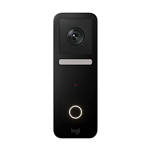 Sonerie cu fir compatibilă cu Logitech Circle View Apple HomeKit cu Logitech TrueView Video, recunoaștere a feței, Color Night Vision și video HD din cap până în picioare
