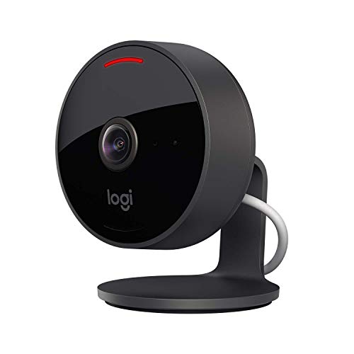 Cameră de securitate cu fir Logitech Circle View, rezistentă la intemperii, cu video Logitech TrueView, unghi larg de 180°, HD 1080p, vedere nocturnă, audio bidirecțional, înclinare pentru confidențialitate, video securizat Apple HomeKit