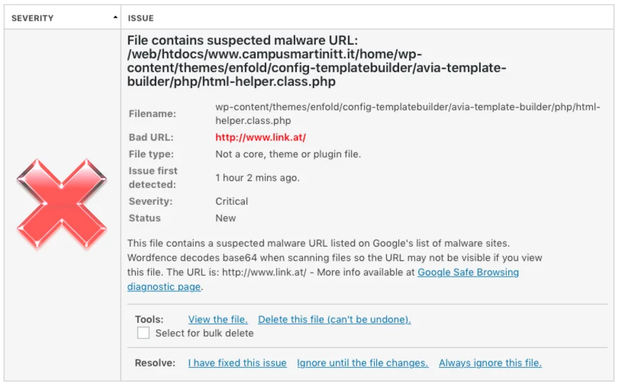 detectarea malware wordpress piratată