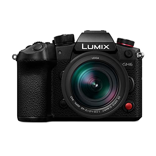 Panasonic LUMIX GH6, 25,2 MP bezlusterkowy aparat Mikro Cztery Trzecie z nieograniczonym nagrywaniem wideo C4K/4K 4:2:2 z nieograniczoną liczbą bitów, 7,5-stopniową 5-osiową podwójną stabilizacją obrazu, obiektywem Leica 12-60 mm F2,8-4,0 - DC- GH6LK