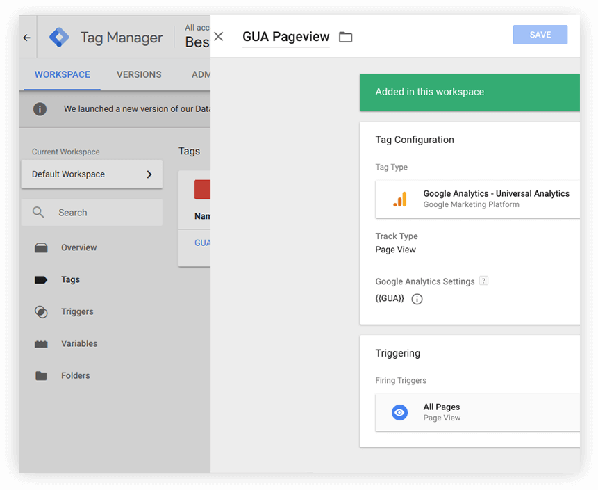 Google Analytics — ประเภทแท็ก Universal Analytics