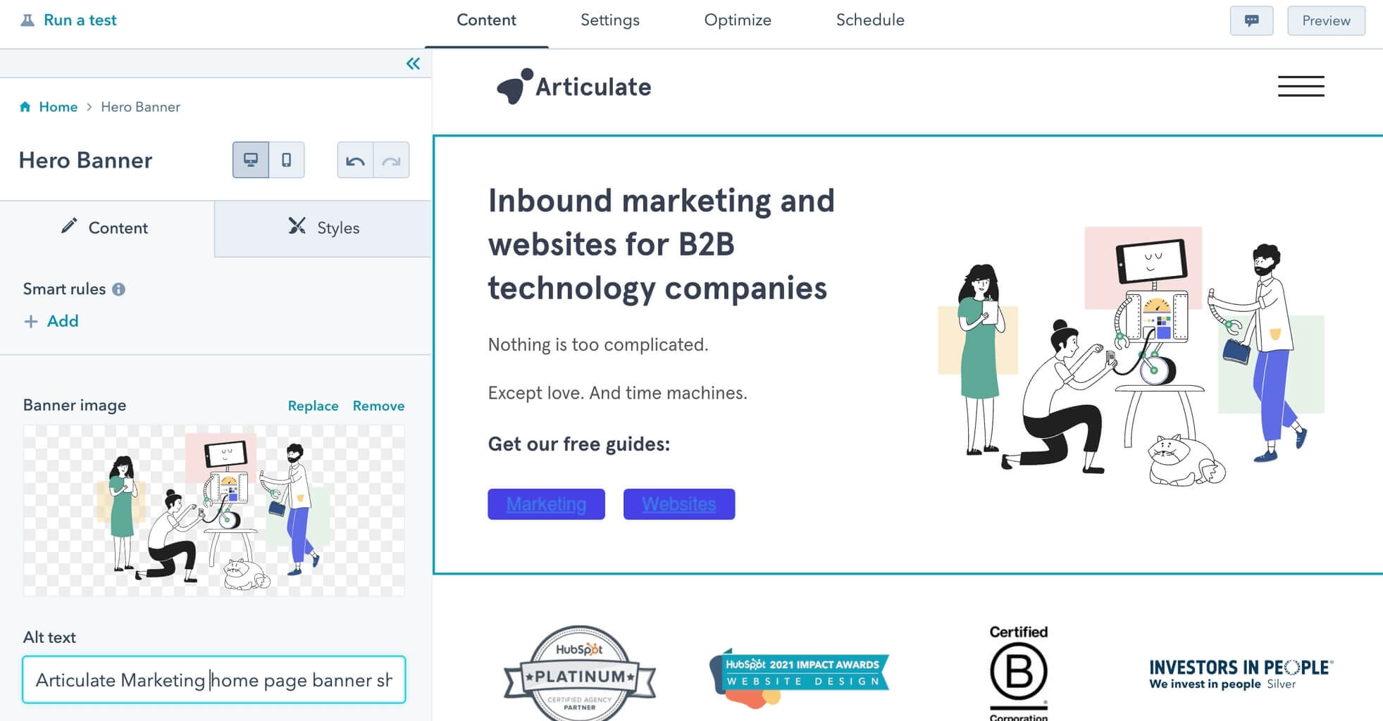 HubSpot su WordPress screenshot dal nostro sito nell'editor HubSpot