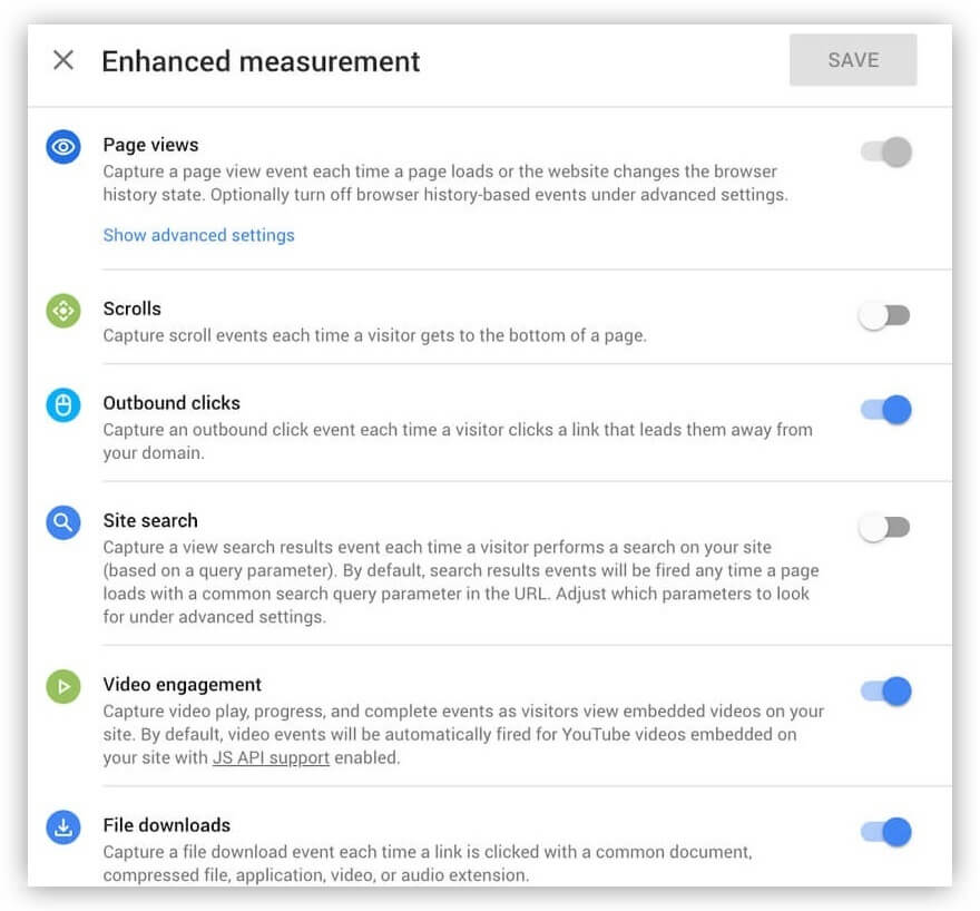 Google Analytics 中的增強測量