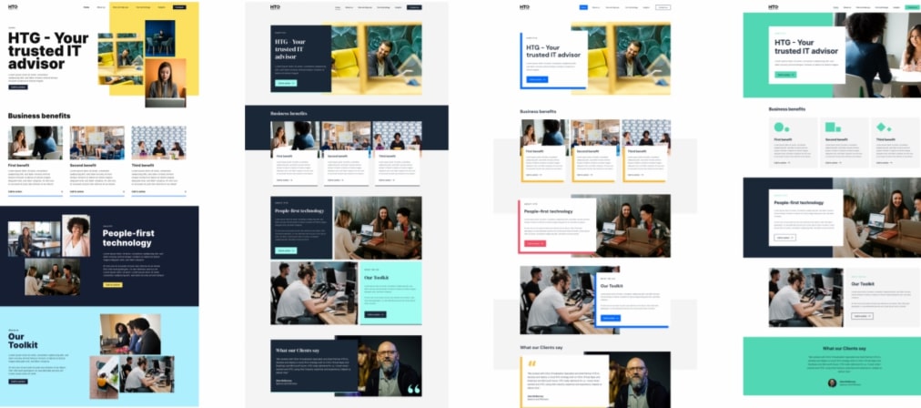 Come costruiamo siti Web in Articulate Marketing - 4 opzioni di progettazione iniziale che mostrano i moduli dalla home page