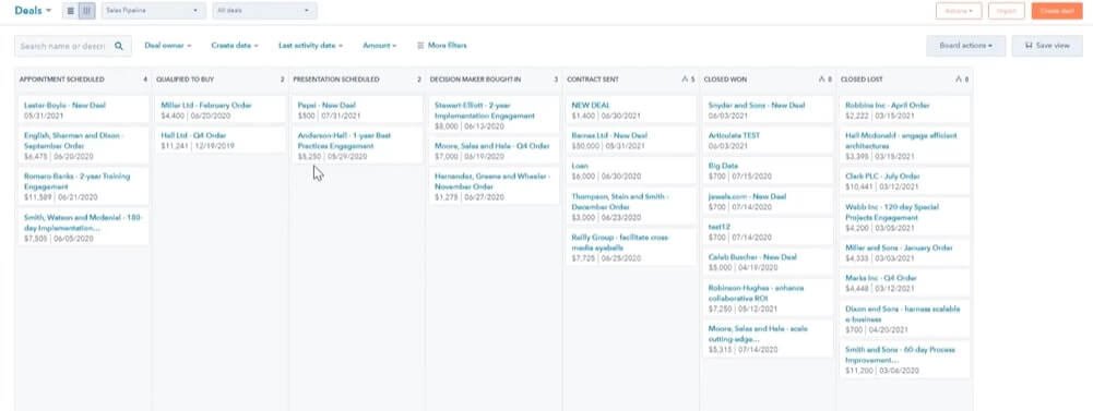 Cum să accelerezi vânzările în HubSpot - deal board