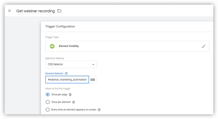 Googleタグマネージャーメニューの要素セレクター
