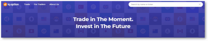 Campo de pesquisa no site da IQ Option