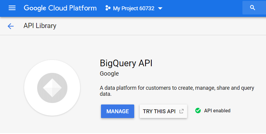 abilita API BigQuery