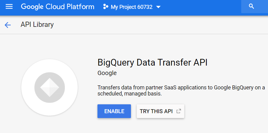 abilitare l'API BigQuery Data Transfer