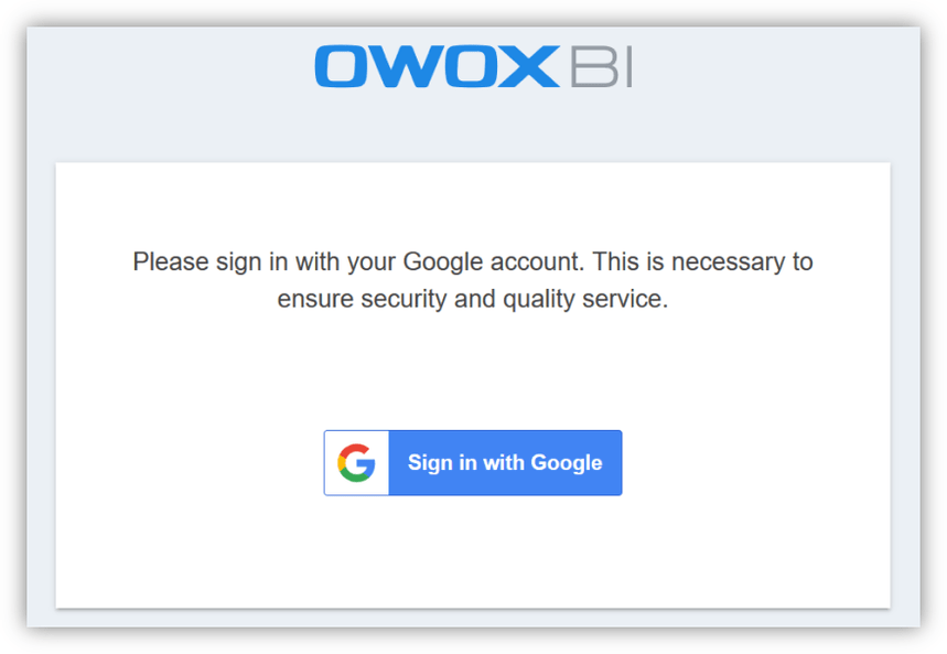 OWOX BI 프로젝트에 로그인