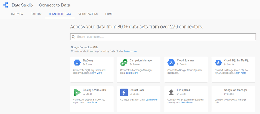 Google 데이터 스튜디오의 데이터 소스