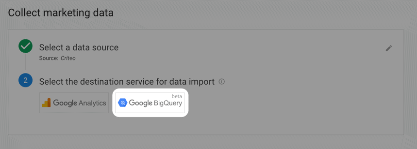 Google BigQuery كوجهة