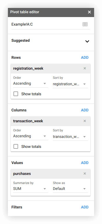Panel de configuración