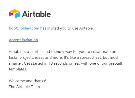 Airtable yönlendirme e-postası
