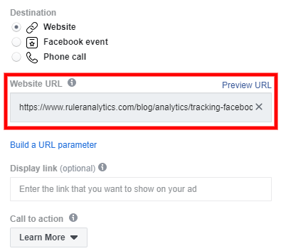 如何跟踪 Facebook 广告 - 步骤 3a - www.ruleranalytics.com