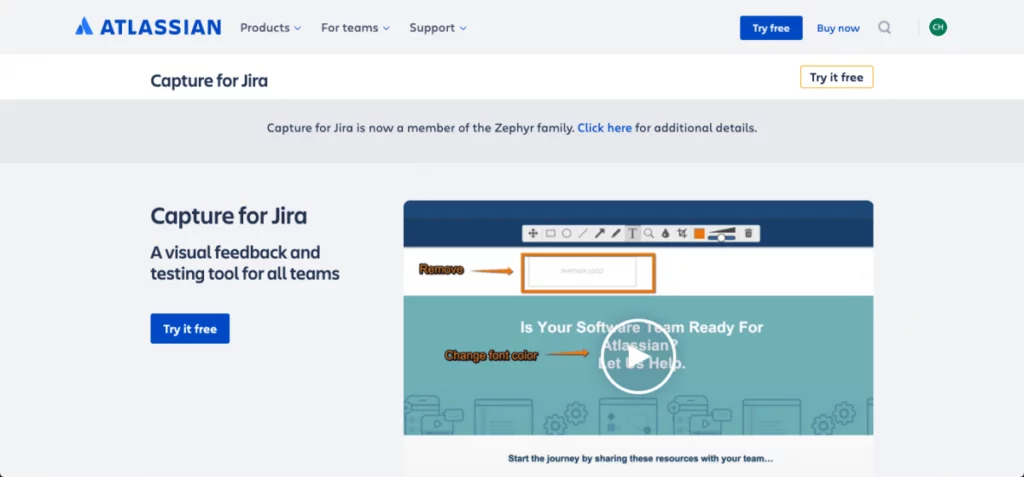 Captura de pantalla para JIRA