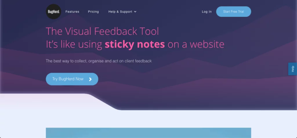 Captura de pantalla de BugHerd