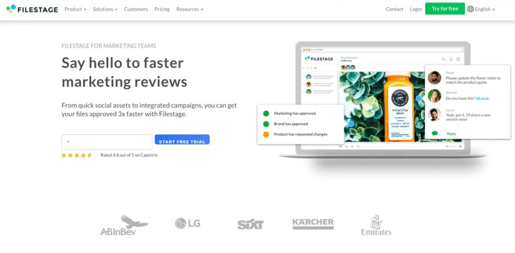 Equipos de marketing de sitios web de Filestage