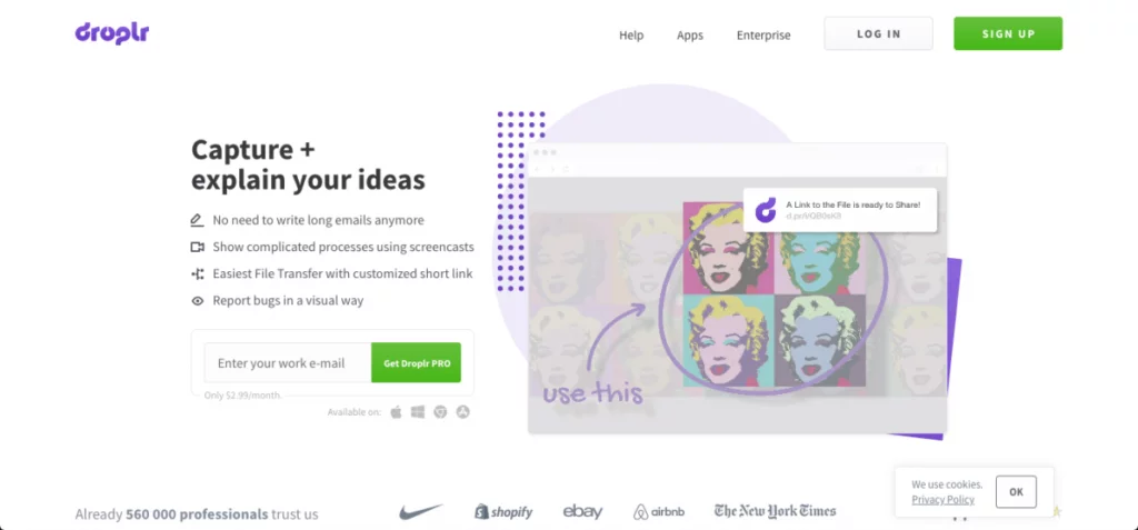 Captura de pantalla de Droplr