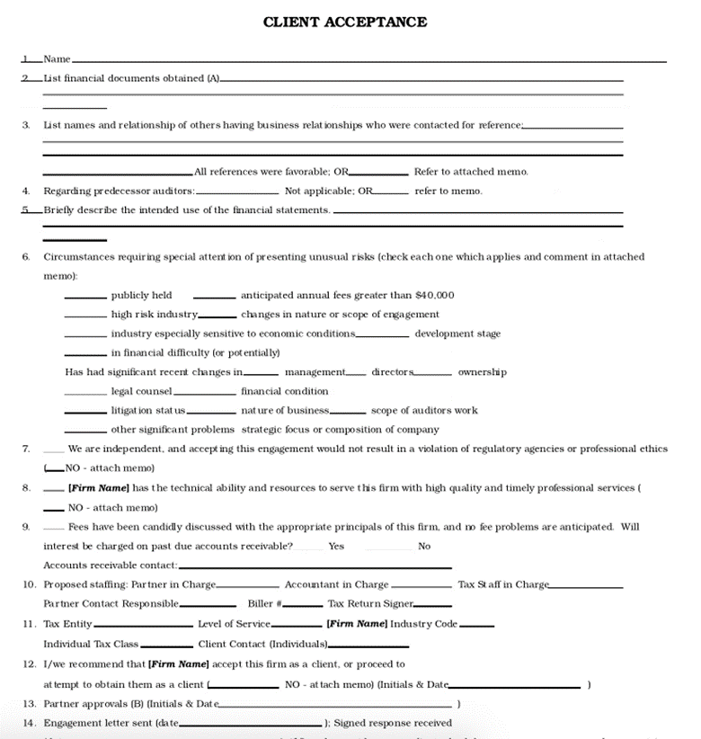 Formulir Penerimaan Klien