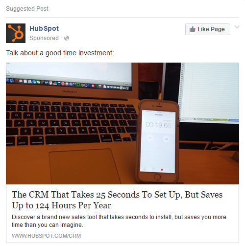 anuncio de facebook prueba numérica hubspot