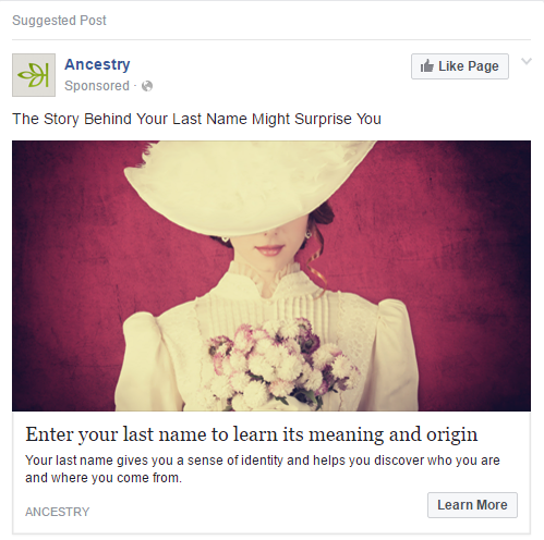 ejemplo de anuncio simple de facebook