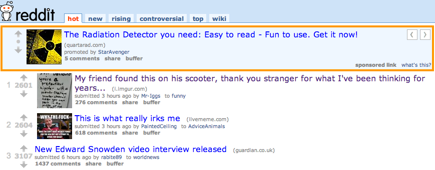anuncio de reddit