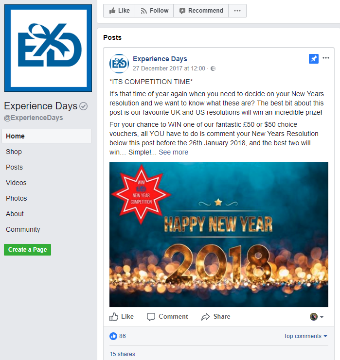 captura de pantalla de la página de facebook