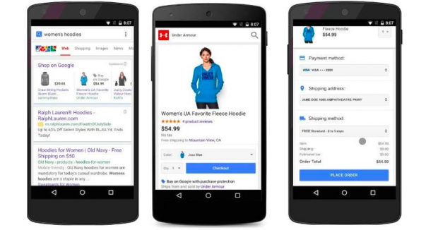 Captura de pantalla del proceso de Compras en Google