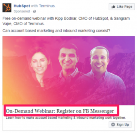 captura de pantalla del anuncio hubspot