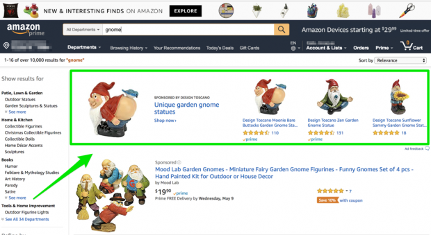 Anuncio de búsqueda de título en Amazon