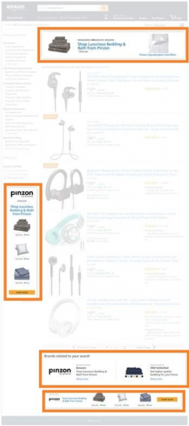 Anuncios de banner izquierdo e inferior en Amazon