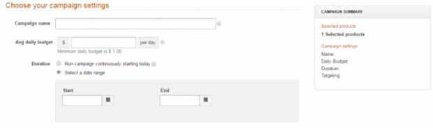 Elija la configuración de la campaña dentro de Amazon Seller Central