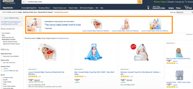Anuncio de búsqueda de título de Jungle Scout en Amazon