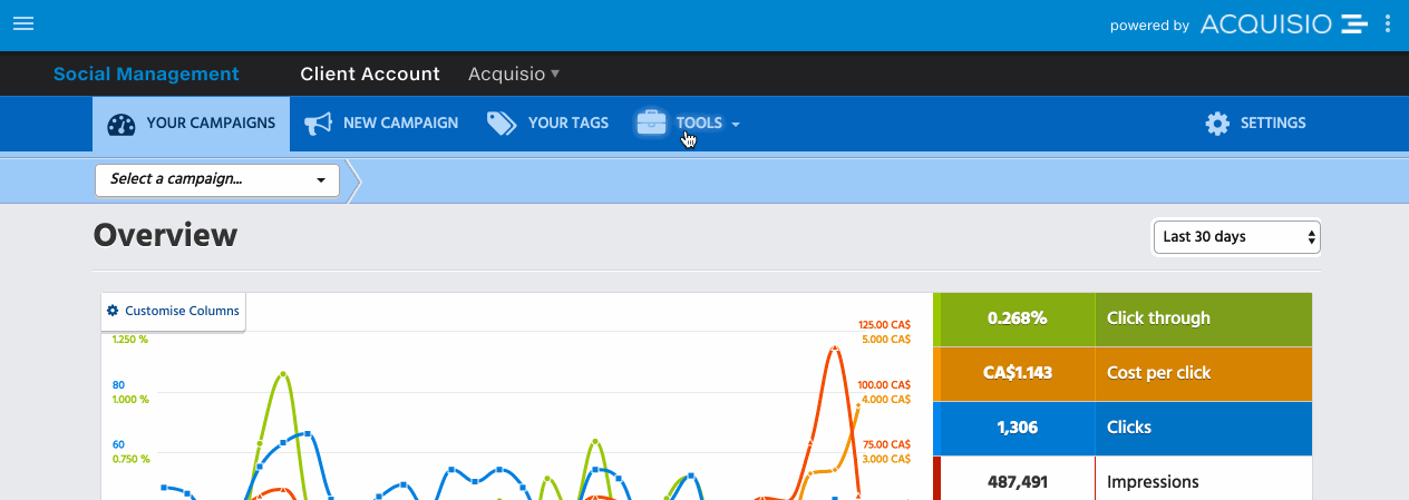 Acquisio sosyal ppc rapor oluşturucu