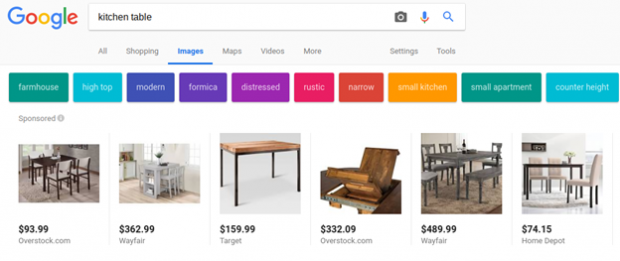 Google görsel aramasında Google Alışveriş sponsorlu reklamları