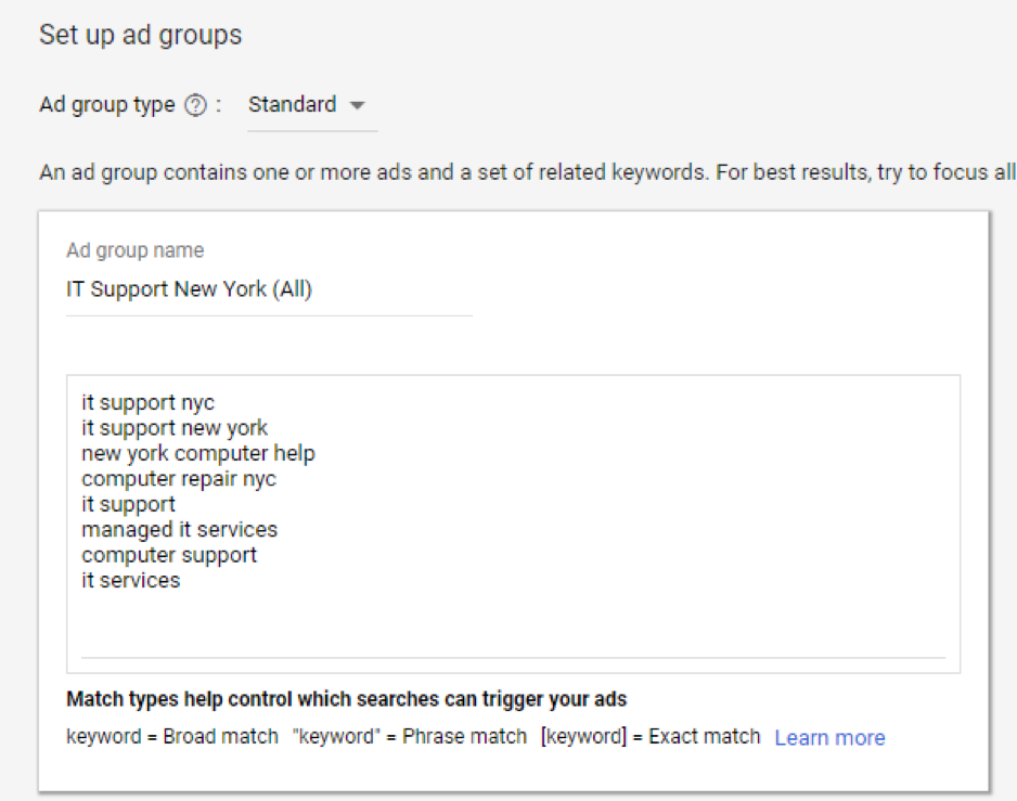 reklam grupları adwords ekran görüntüsü oluştur