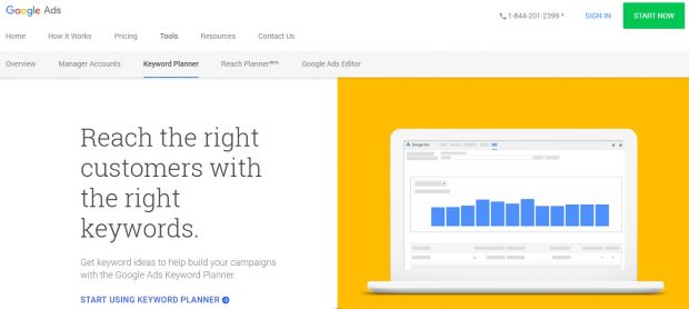 tangkapan layar laman landas perencana kata kunci Google Ads