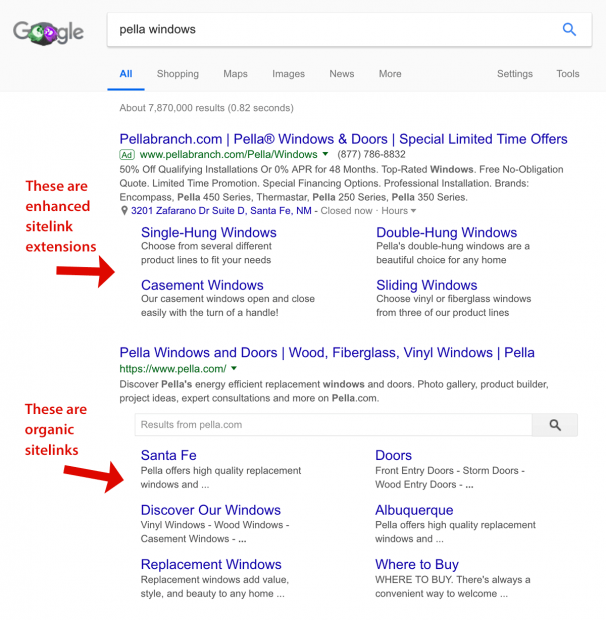 自然附加链接与 Google Ads 附加链接