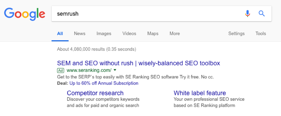 semrush serp