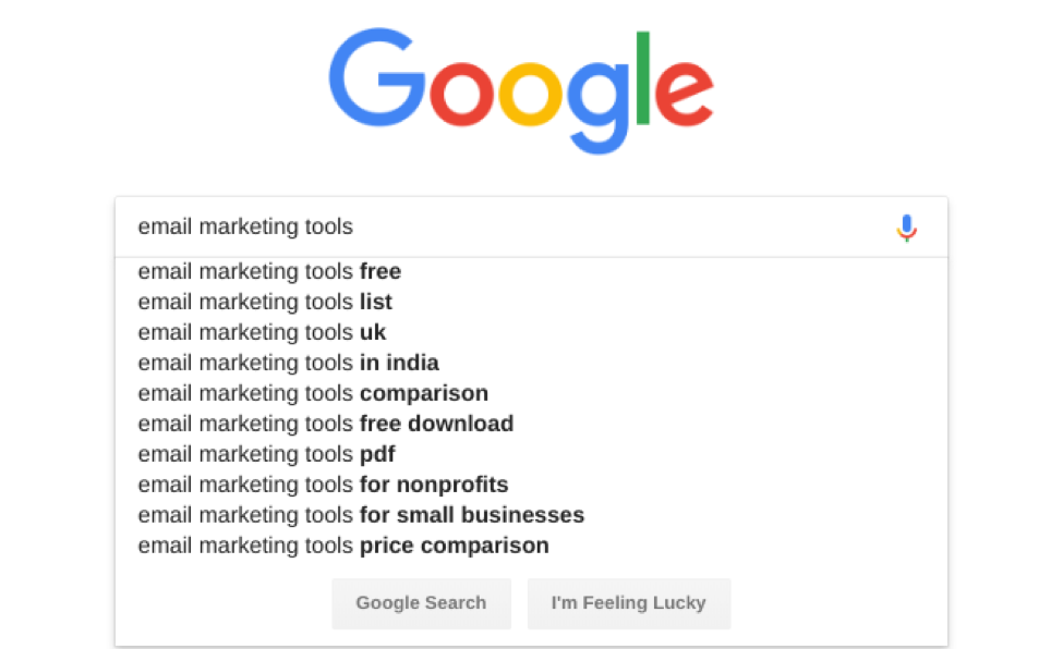 用于电子邮件营销工具的 google serps