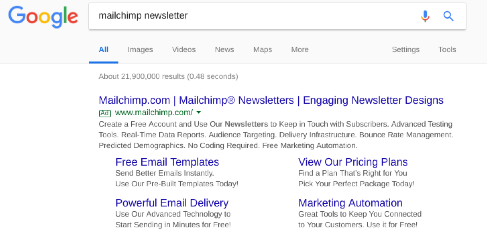 谷歌 serp mailchimp 搜索