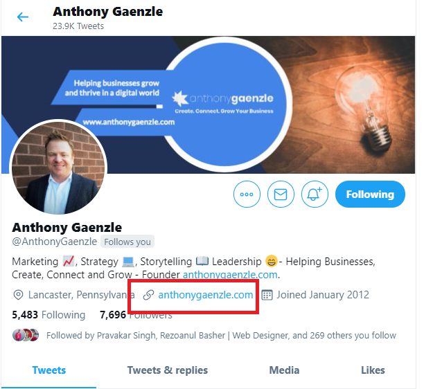 Profil Twitter Anthony Gaenzle