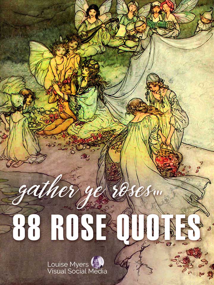 l'art vintage des femmes rassemblant des roses dit Rassemblez-vous roses 88 citations roses.