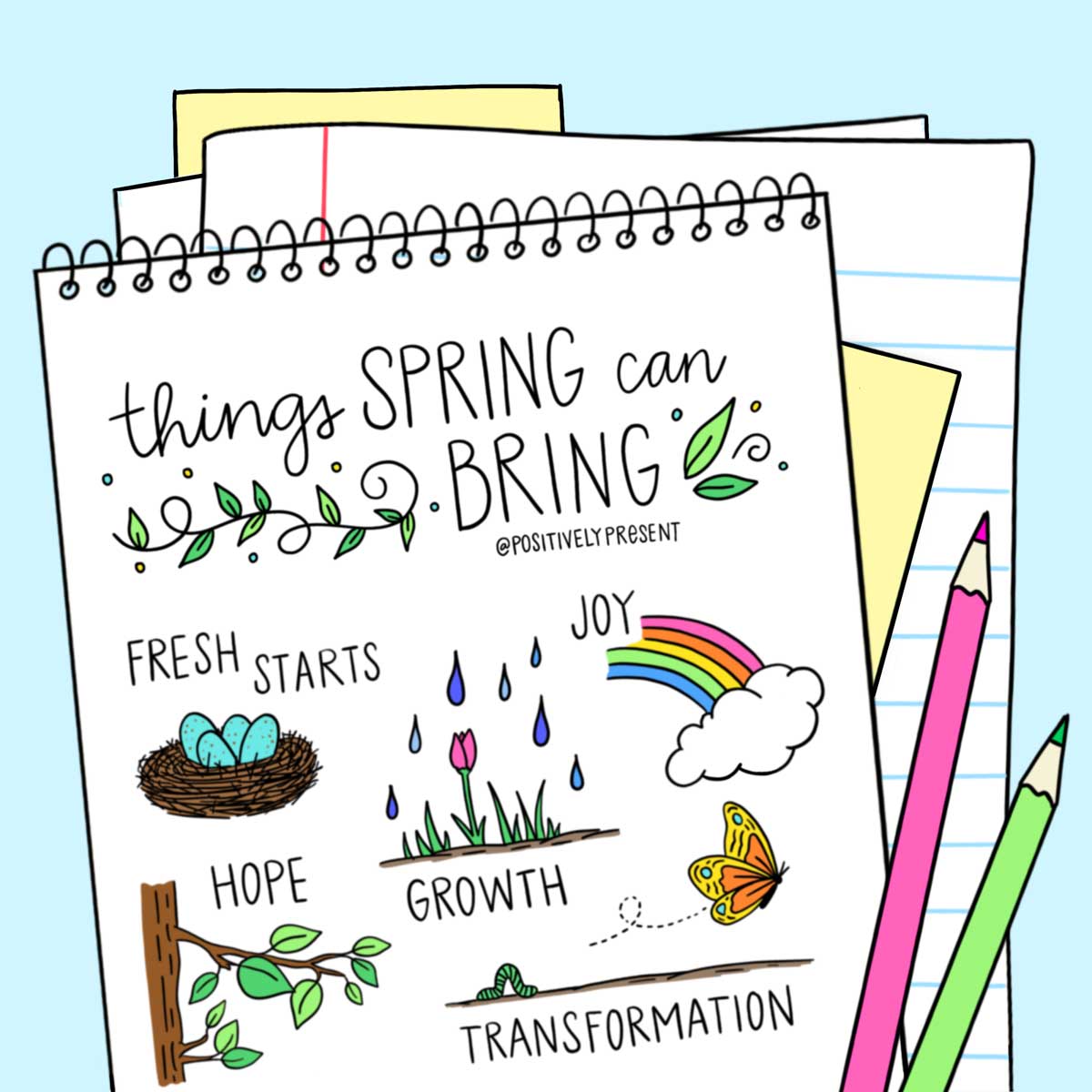 le printemps apporte de nouveaux départs, des dessins de joie d'espoir.