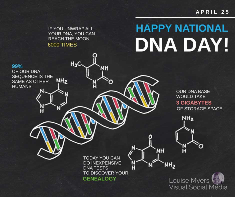 DNA iplikçiklerinin illüstrasyonu Mutlu Ulusal DNA Günü diyor.