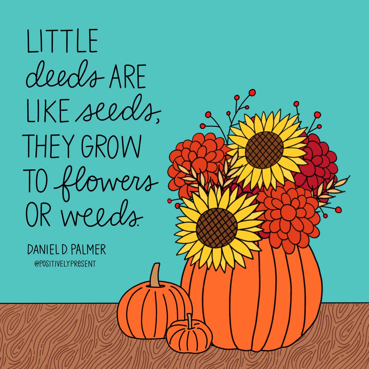 les tournesols et les mamans dans la citrouille indiquent que les graines poussent en fleurs ou en mauvaises herbes.